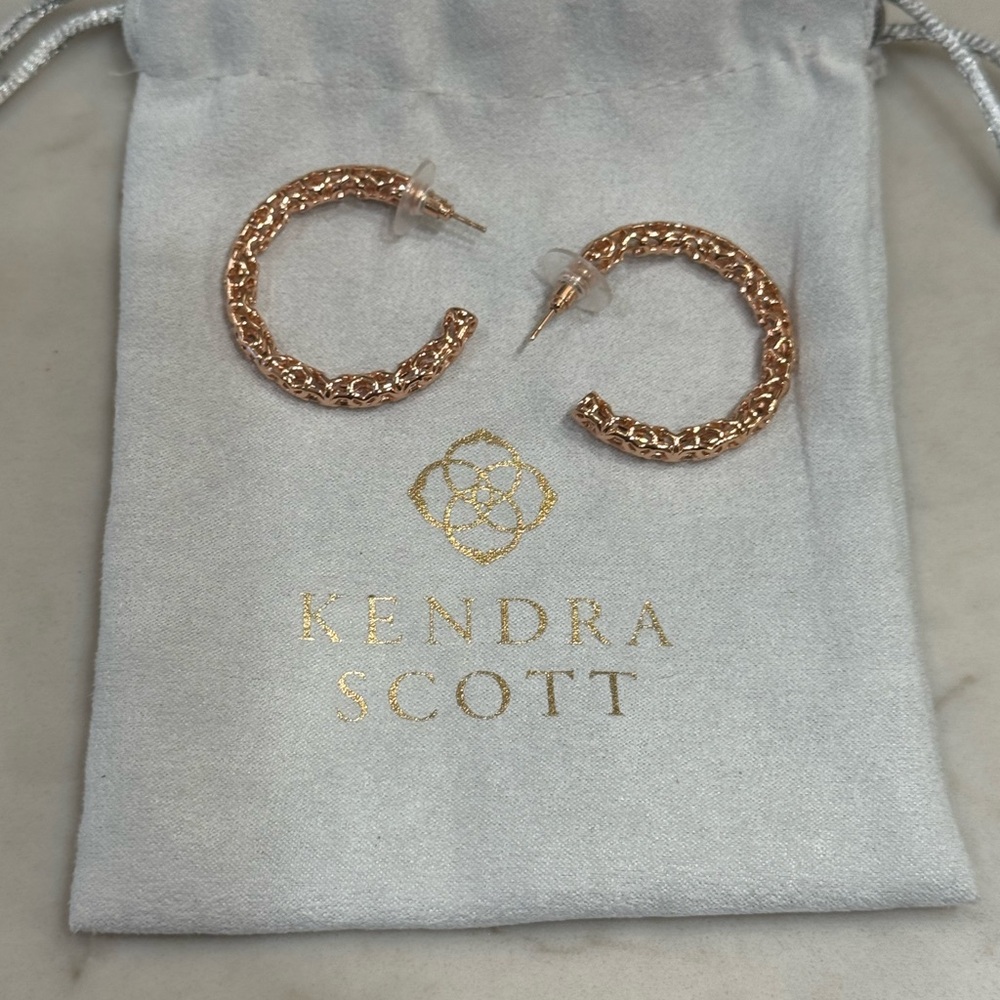 Kendra Scott Maggie Filigree Rose Gold Hoop Earrings